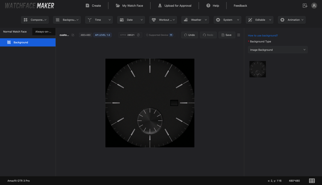 Configure the image background