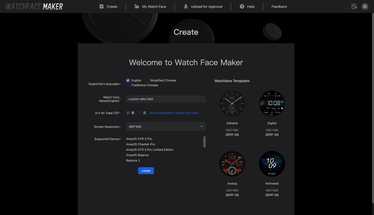 Create a watch face