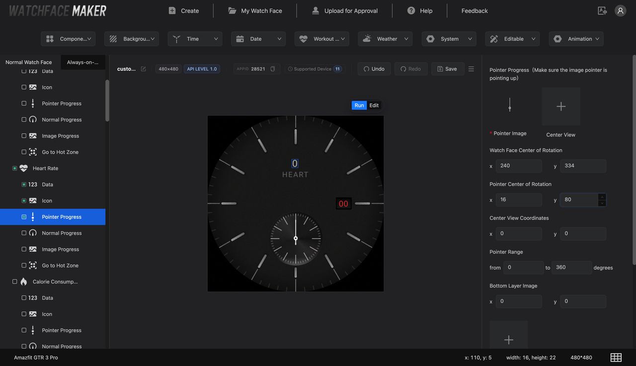 Configure pointer progress