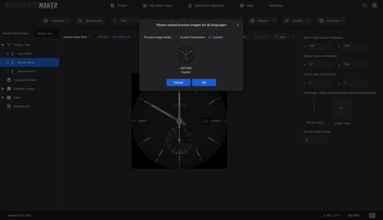 Upload the watch face preview image