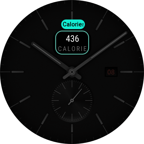 Editable watch face displaying calories